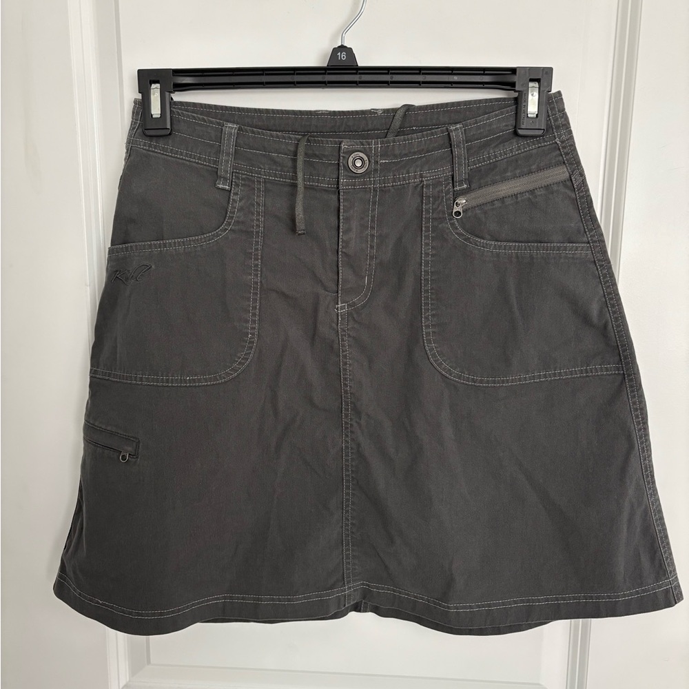 KUHL Gray Lightweight Cotton Active Hiking Casual A-Line Mini Skirt SZ 4